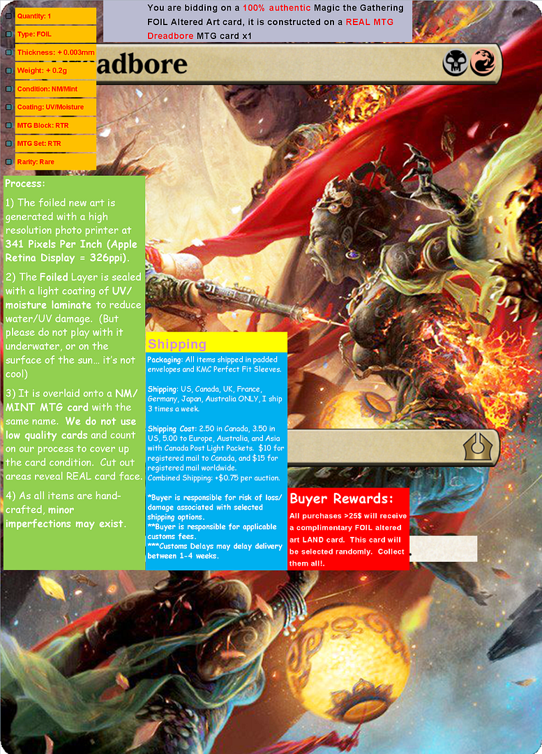 ***MTG SEXY DREADBORE FOIL ALTERED ART Magic the Gathering EDH