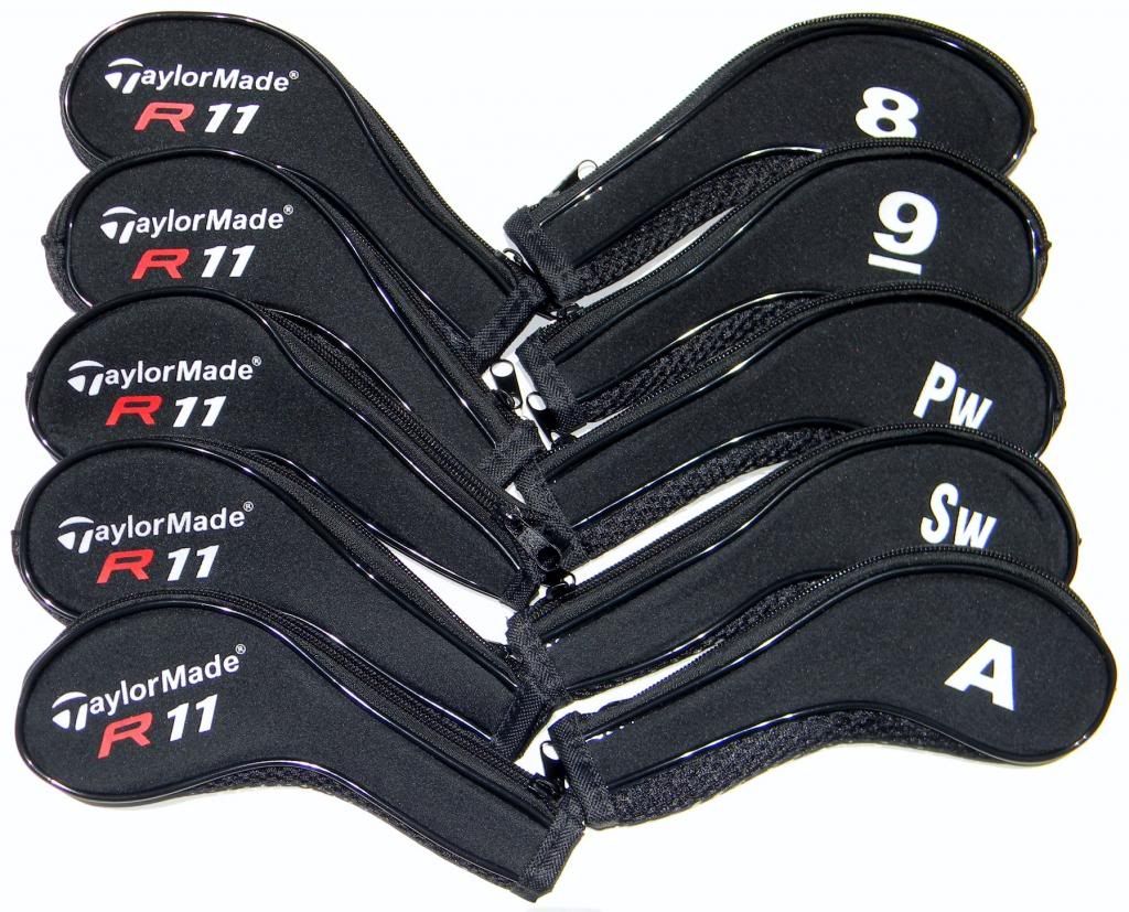 10 Zippered TaylorMade R11 Black Black Iron Covers New 2013 Golf