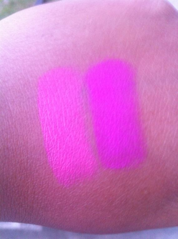 MAC candy yum yum vs viva glam nicki swatch