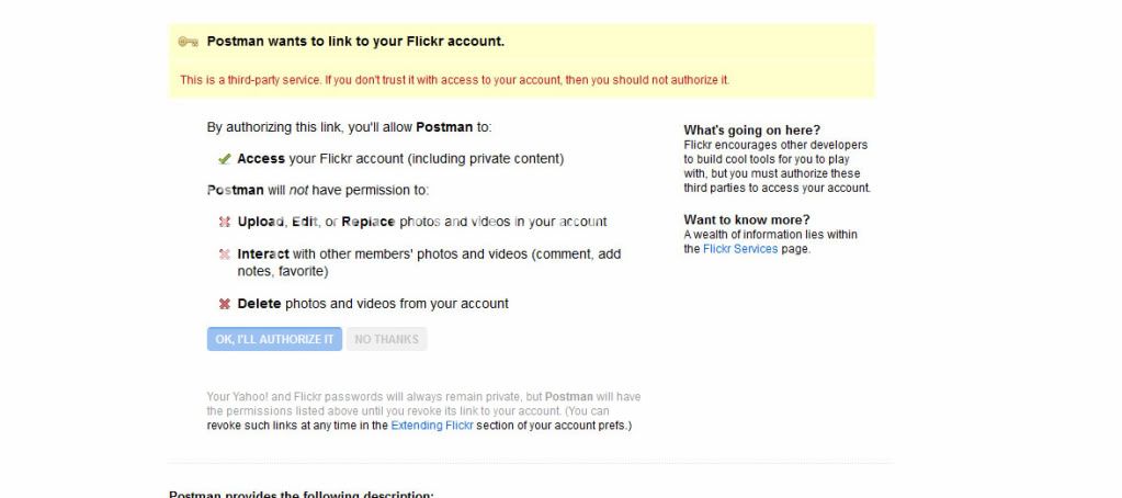 Give permission from Flickr!